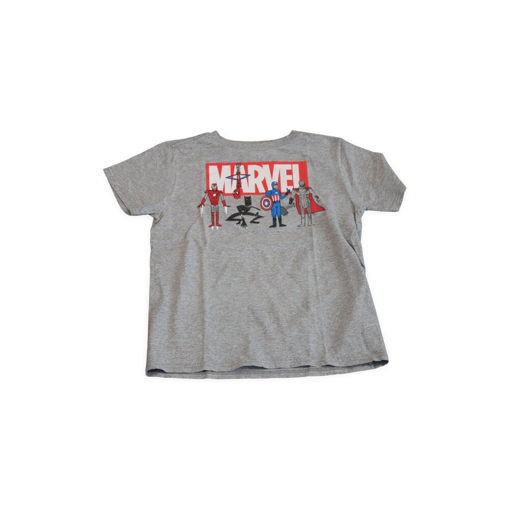 Marvel Size S Kids Gray Cotton Kids T-Shirt with Superhero Graphic